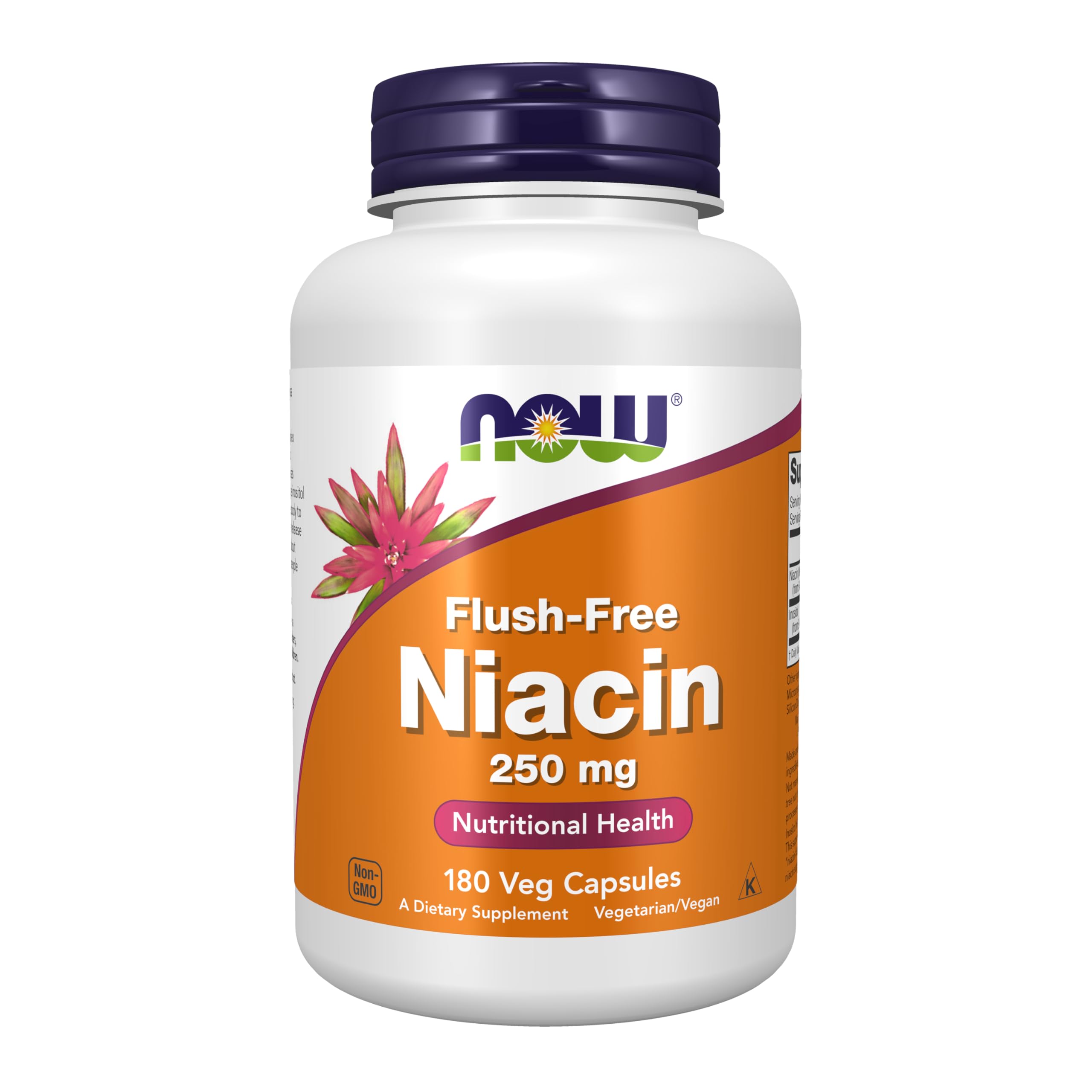 NOW Foods Niacin 250 mg Flush-Free product label