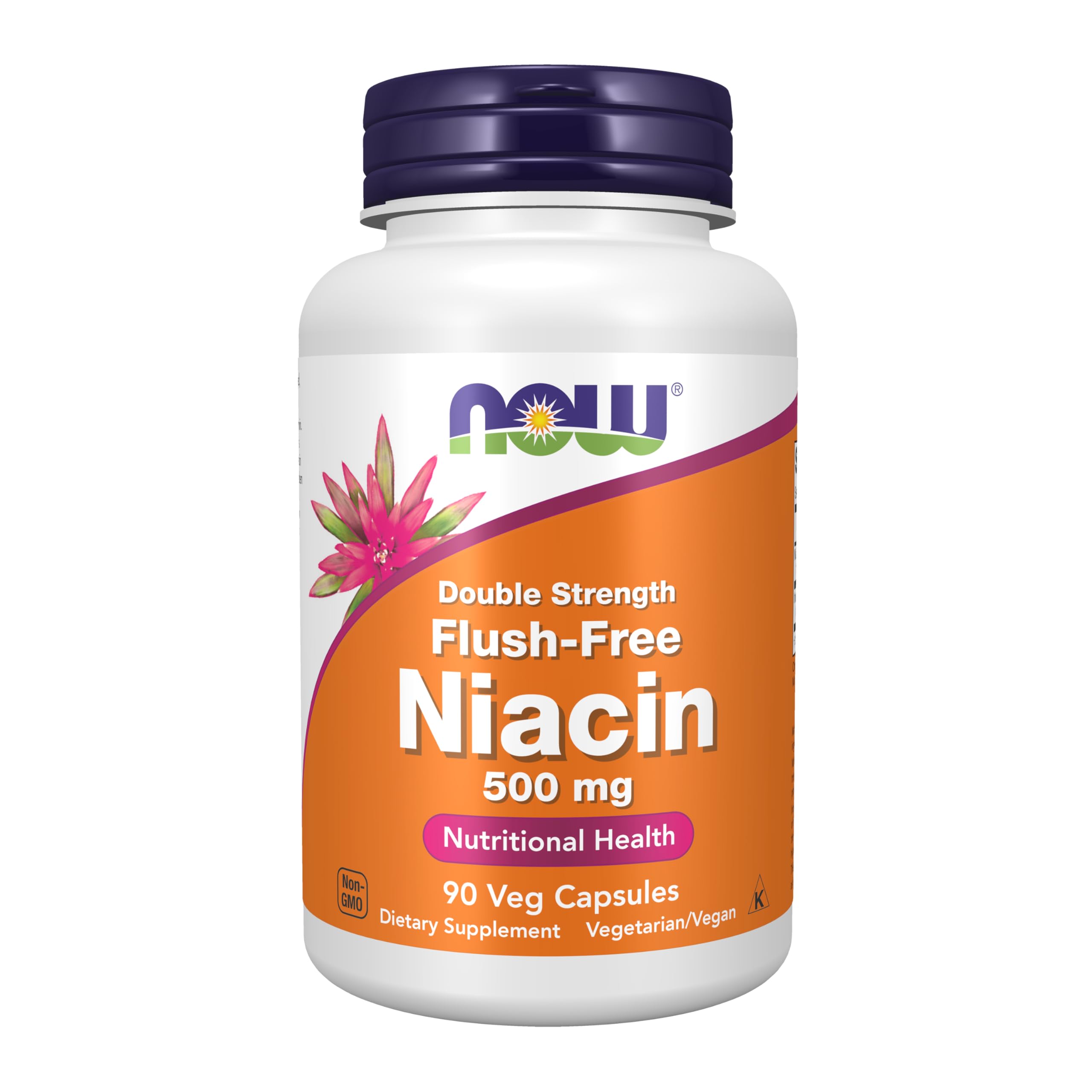 NOW Foods Niacin 500 mg flush-free veggie capsules bottle front
