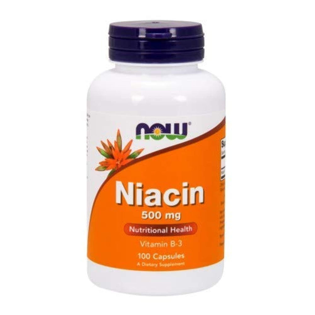 NOW Foods Niacin 500 mg - 100 capsules bottle (front view)