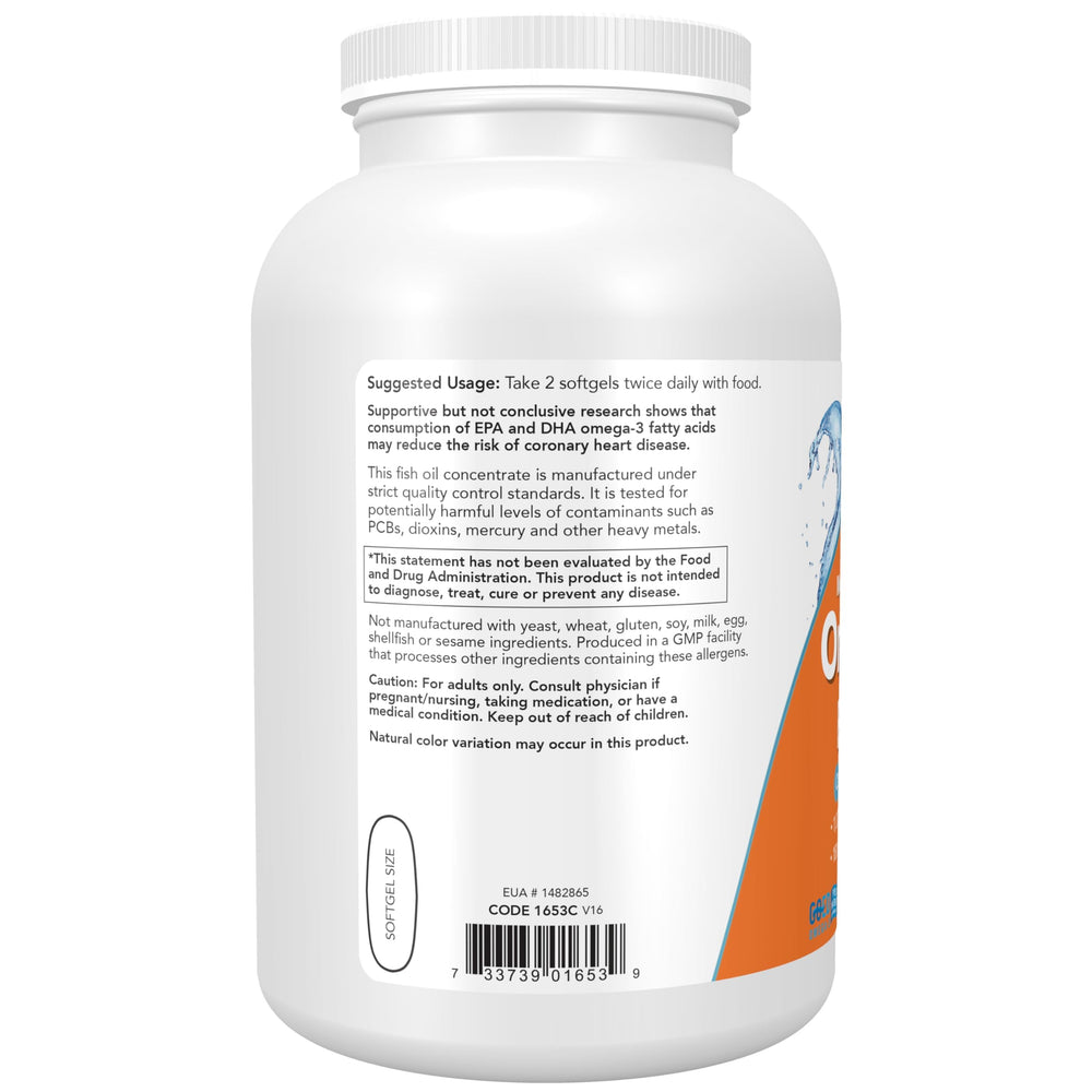 Label showing 180 EPA / 120 DHA per softgel