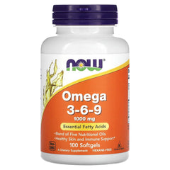 NOW Foods Omega 3-6-9 1000 mg Softgel bottle front label