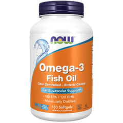 NOW Foods Omega-3 Enteric-Coated Softgels with 180 EPA / 120 DHA - 180 count