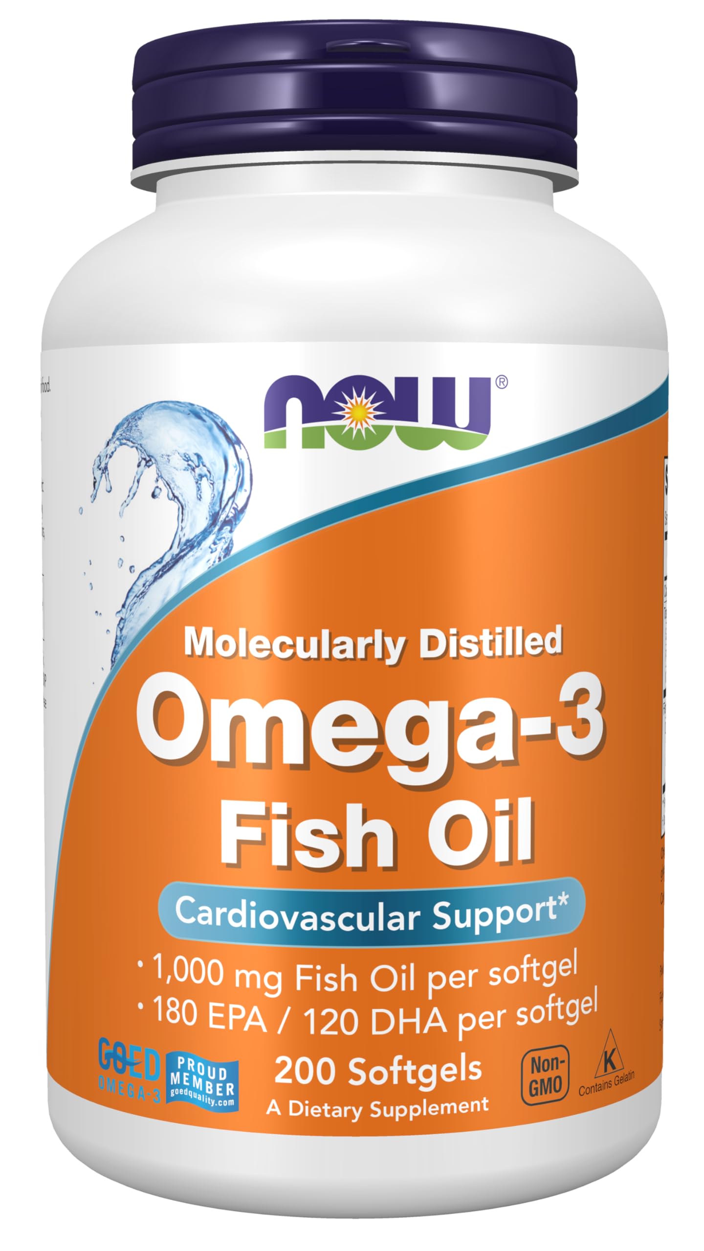 NOW Foods Omega-3 180 EPA 120 DHA bottle label close-up