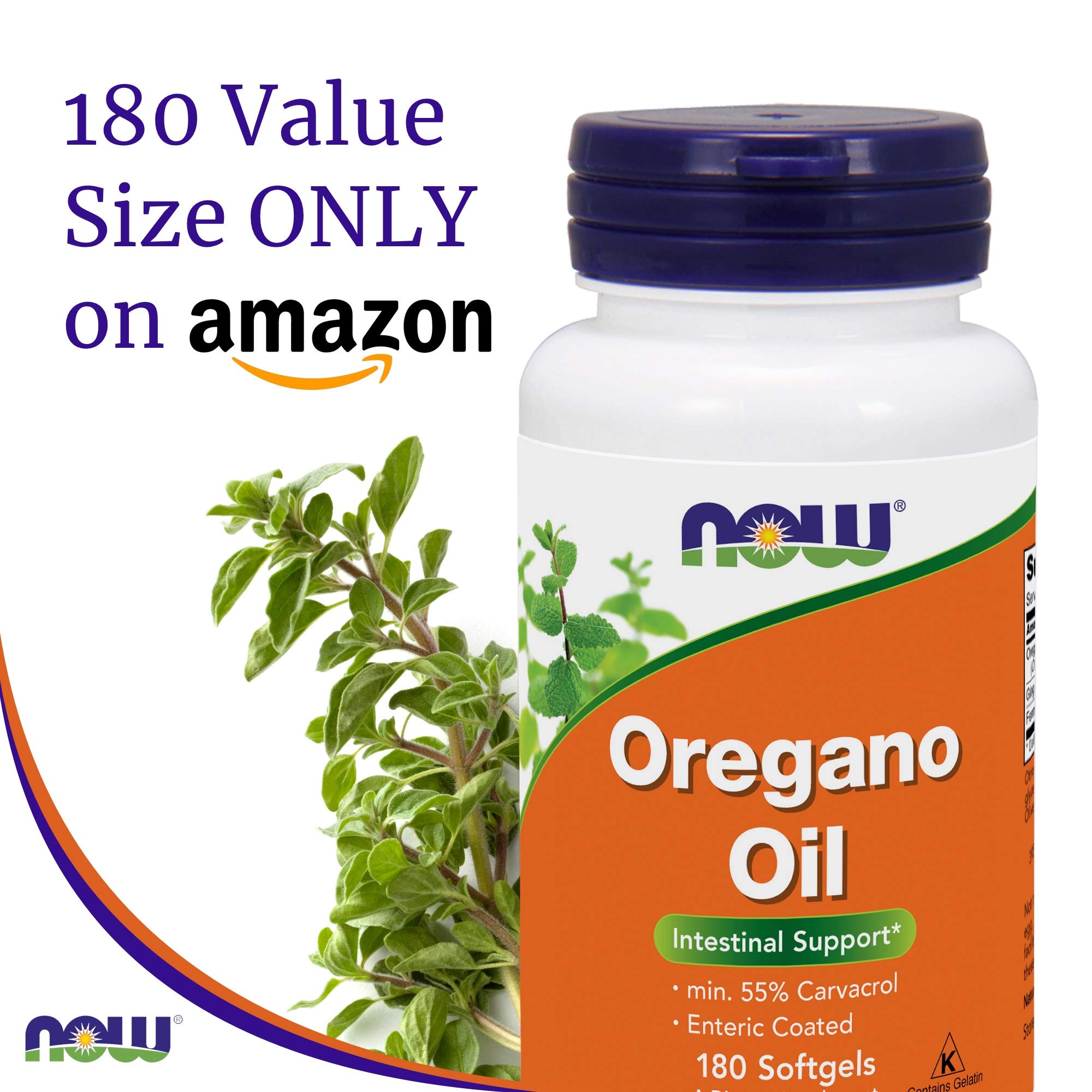 Oregano oil bottle label showing 55% carvacrol content