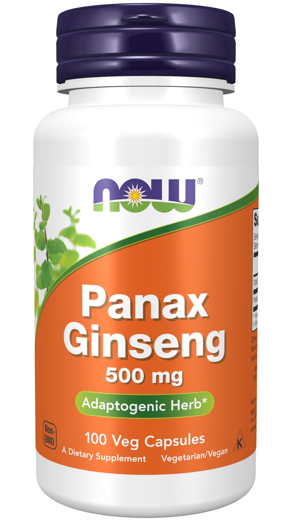 Now Foods Panax Ginseng 100 Caps bottle label