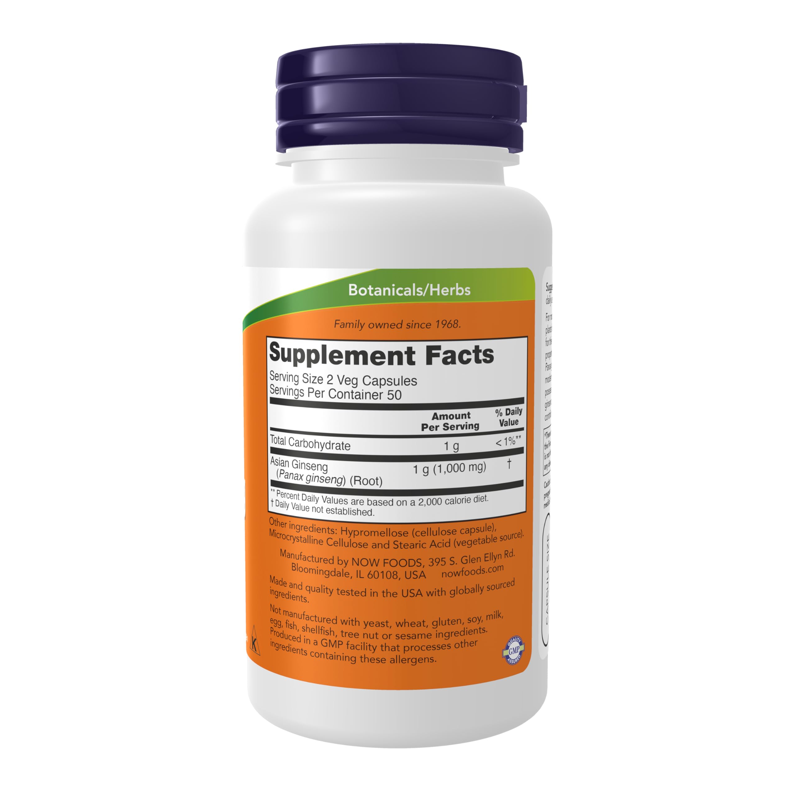 Close-up of Panax Ginseng 500 mg vegan capsules