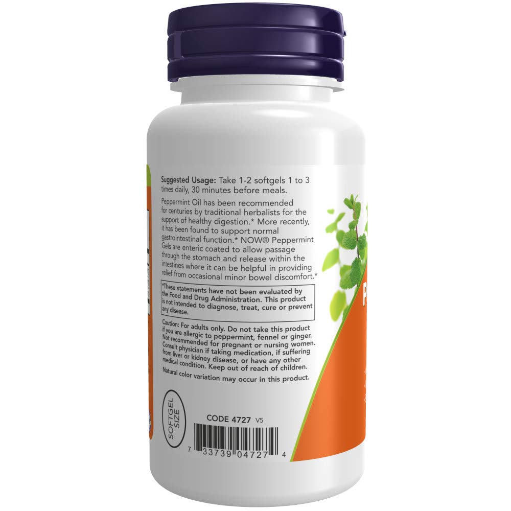 Close-up of peppermint gel capsules