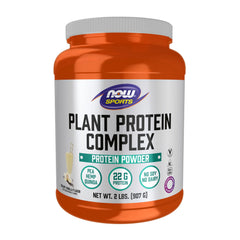 NOW Foods Plant Protein Complex vanilla powder bottle front for vegan athlete protein