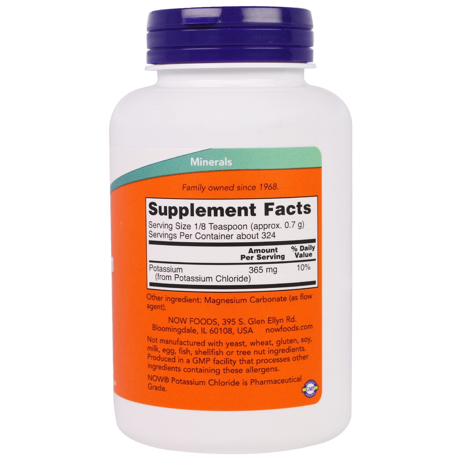 Now Foods Potassium Chloride Powder 8 oz 2 pack – back label