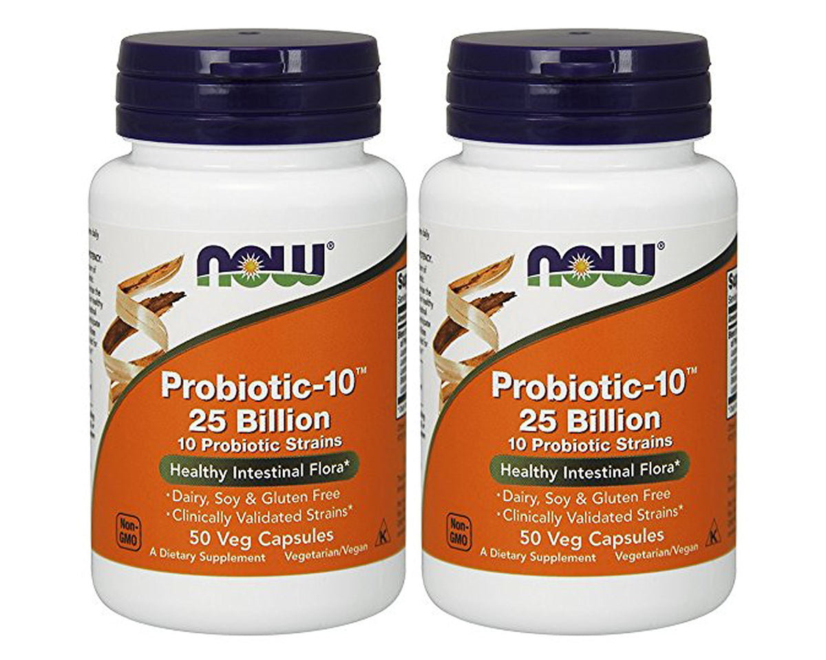 Now Foods Probiotic-10 25 Billion CFU two bottles - hero image