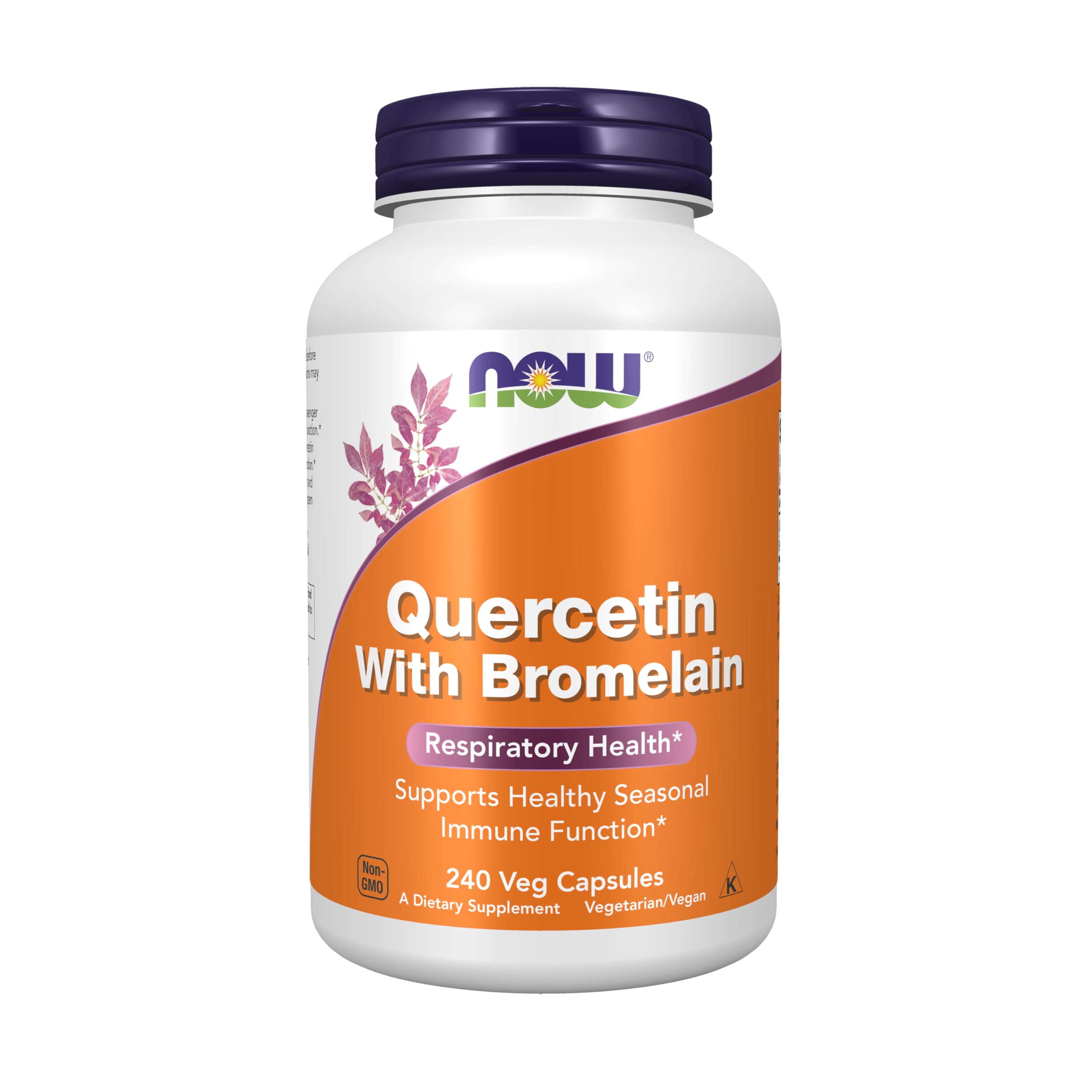 NOW Foods Quercetin with Bromelain bottle pour showing convenient daily immune support