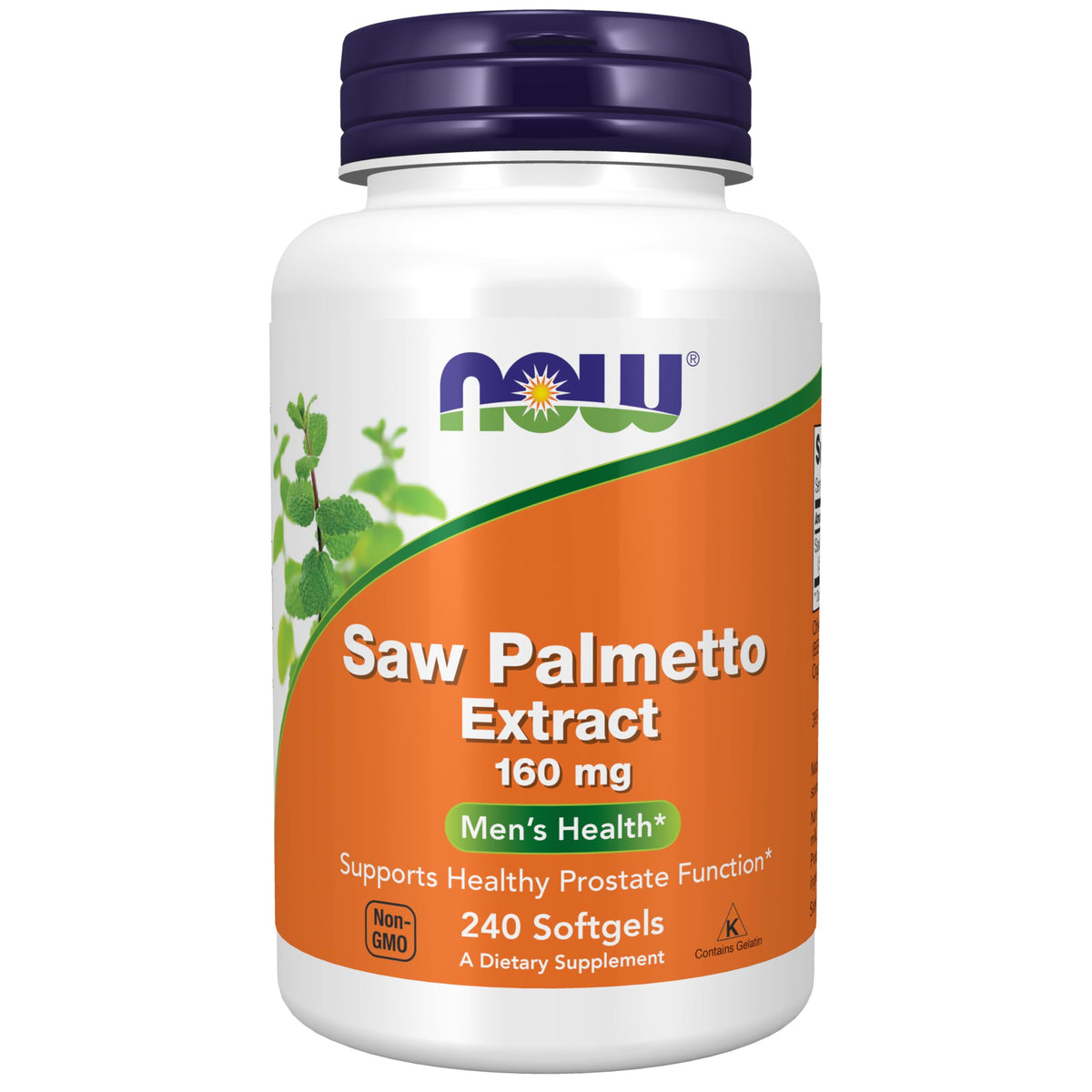 NOW Foods Saw Palmetto Extract 160 mg bottle front label