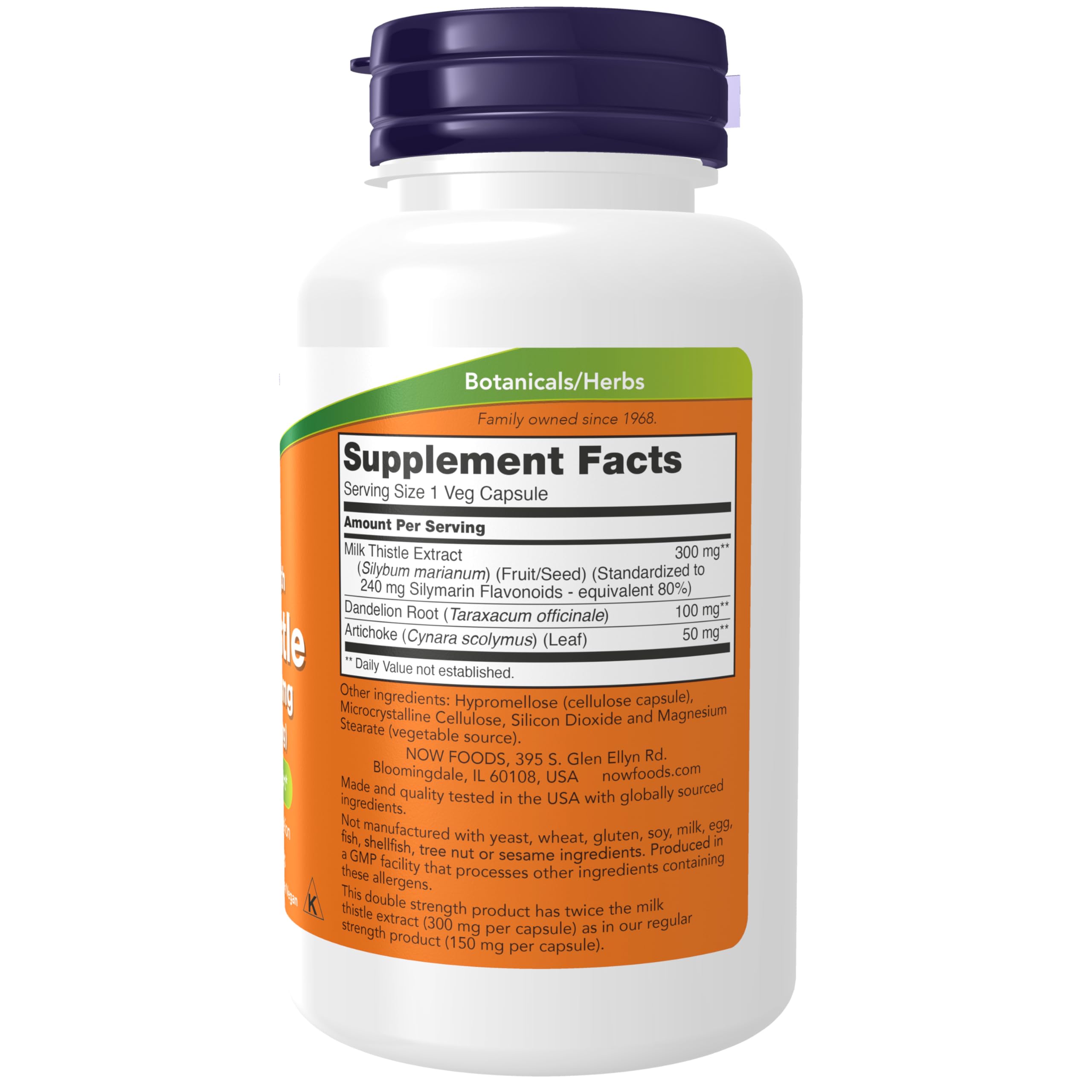 NOW Foods Silymarin milk thistle ingredients panel