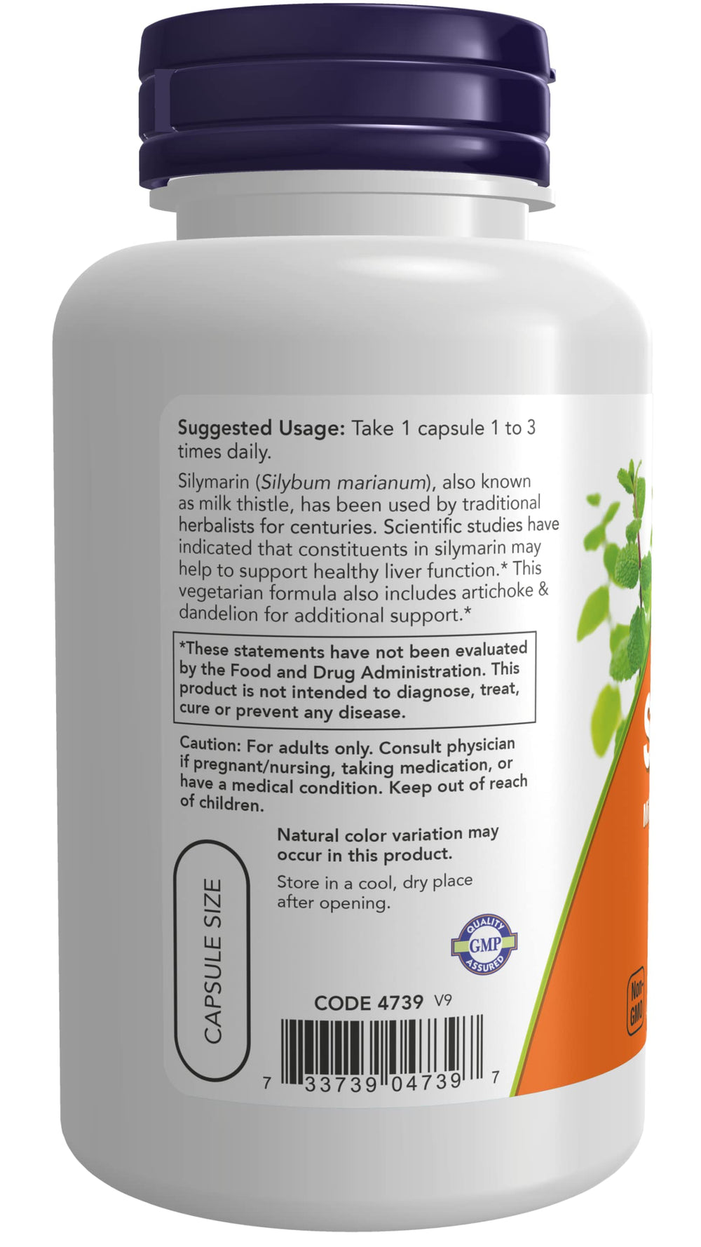 NOW Foods Silymarin product label and capsules