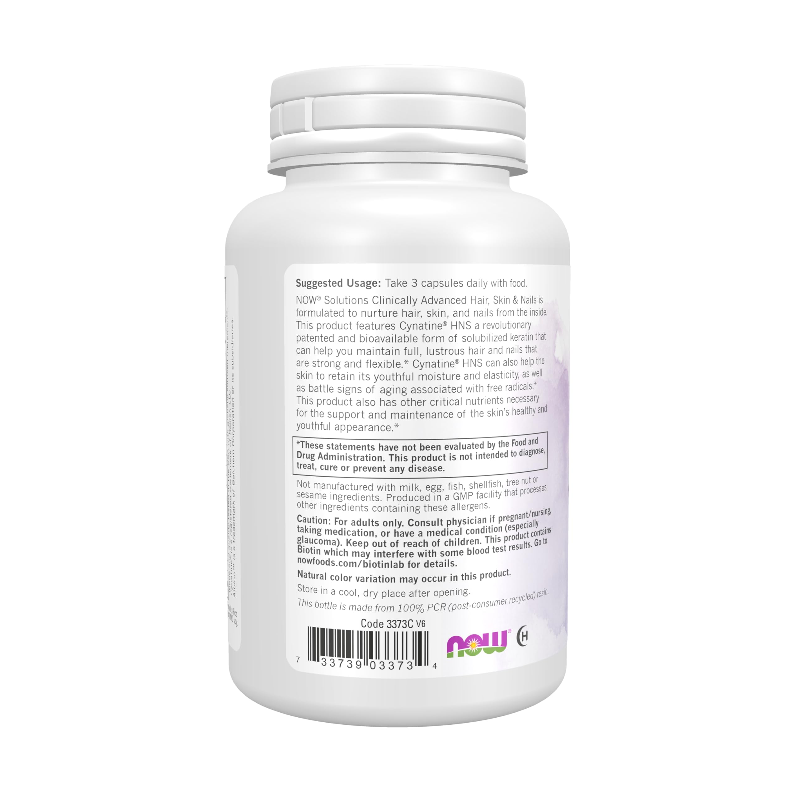 NOW Foods Solutions Hair Skin Nails bottle and capsules close-up