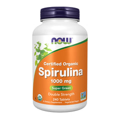 NOW Foods Spirulina 1000 mg Organic 240 tablets bottle front