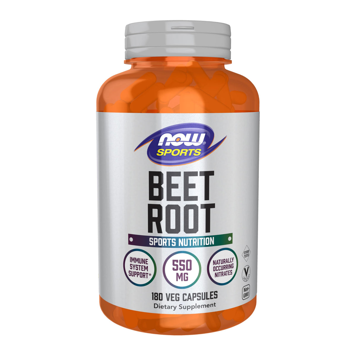 NOW Foods Sports Beet Root Veg Capsules bottle label