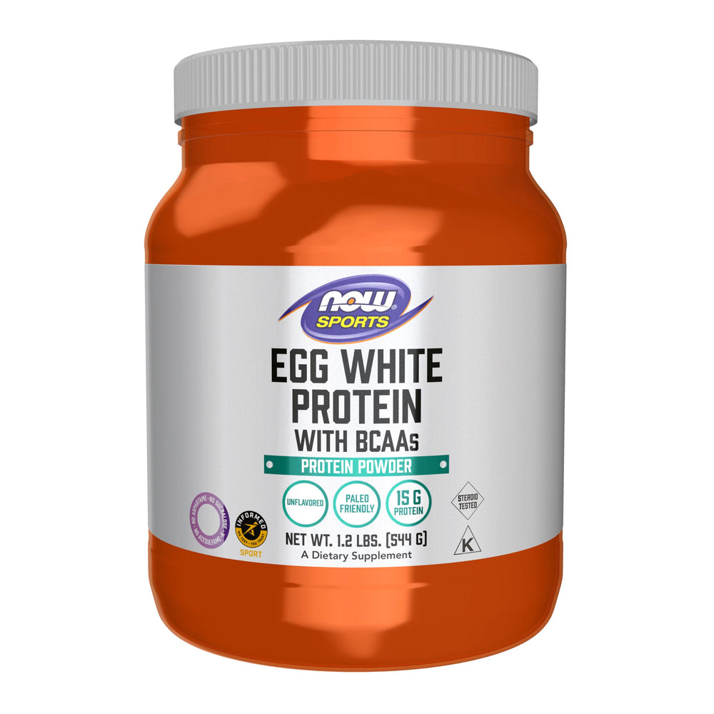 NOW Foods Sports Egg White Protein unflavored 1.2 lb packaging