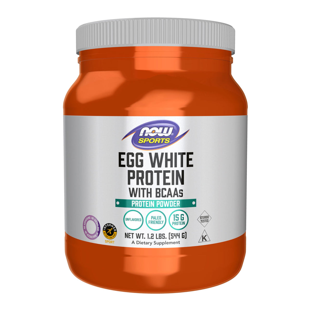 NOW Foods Sports Egg White Protein unflavored 1.2 lb packaging