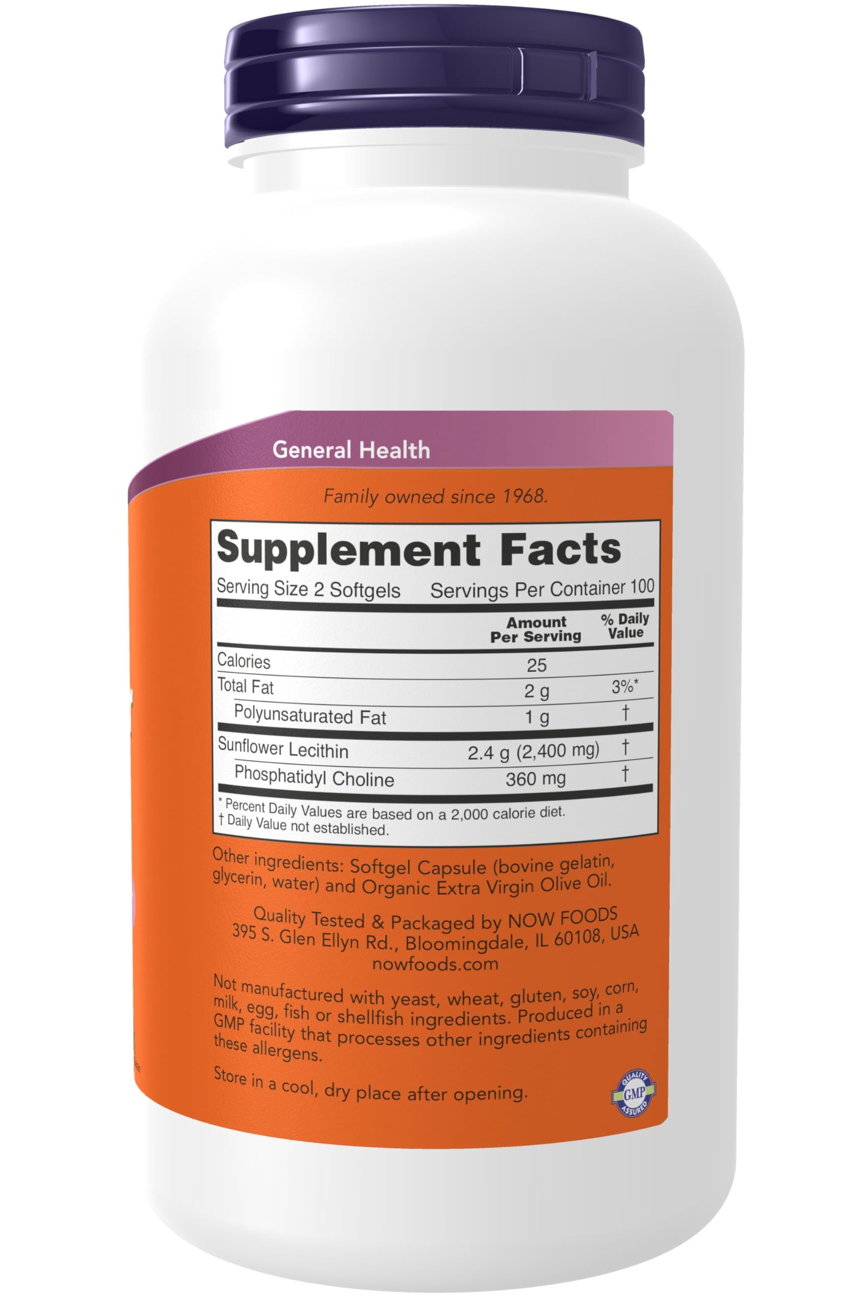 Close-up of NOW Foods Sunflower Lecithin softgels