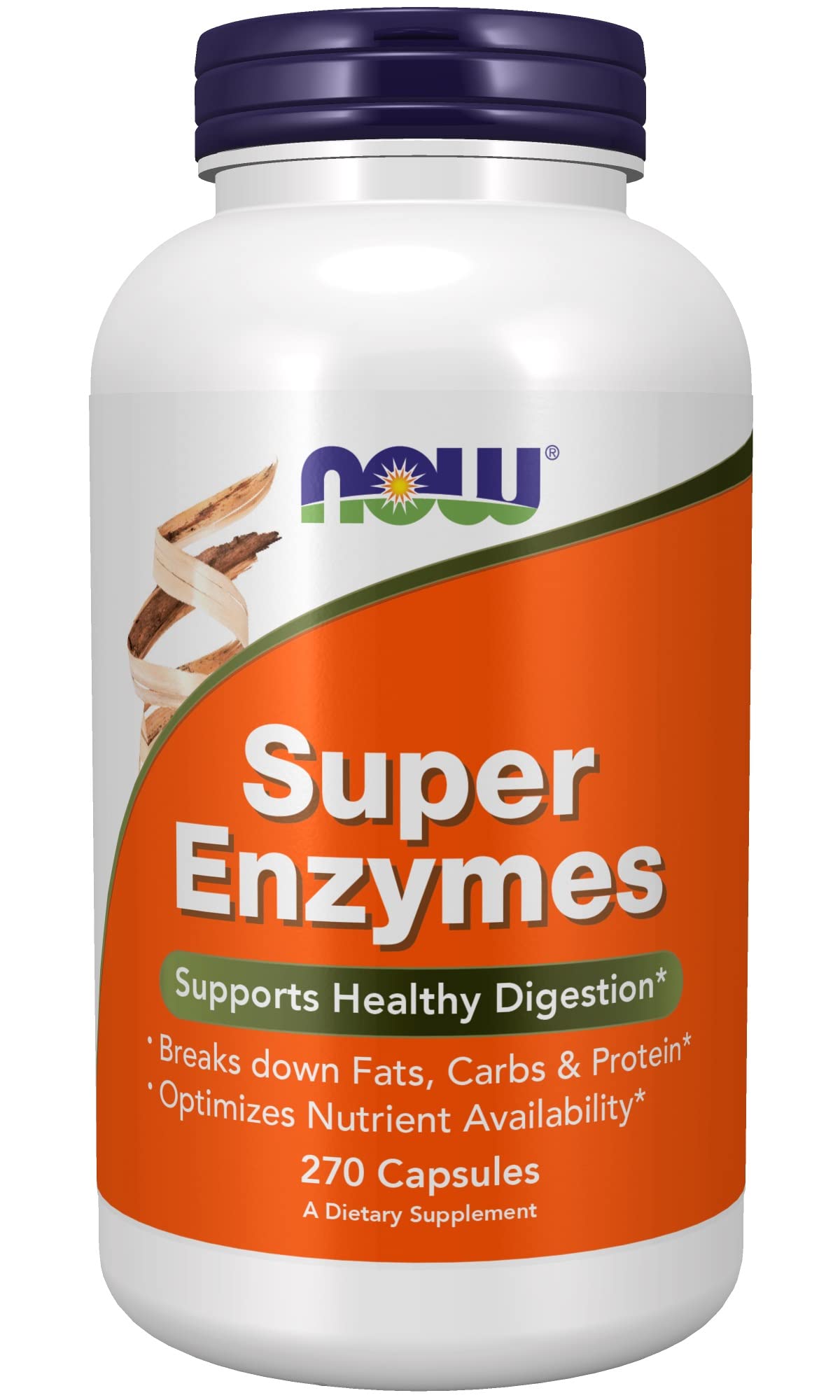 NOW Foods Super Enzymes bottle front supports digestion