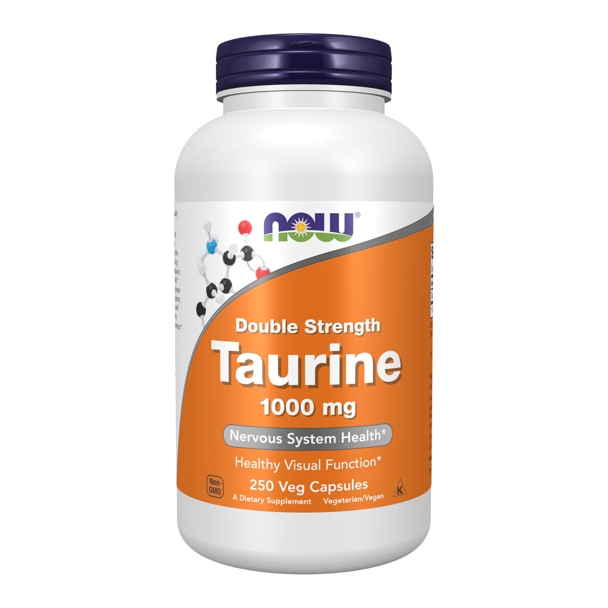 NOW Foods Taurine 1,000 mg double-strength vegan capsules bottle