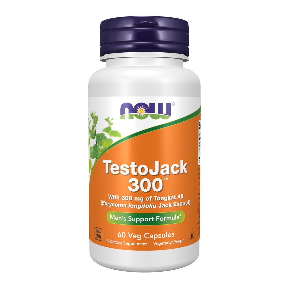 NOW Foods TestoJack 300 Tongkat Ali 60 Veg Capsules bottle