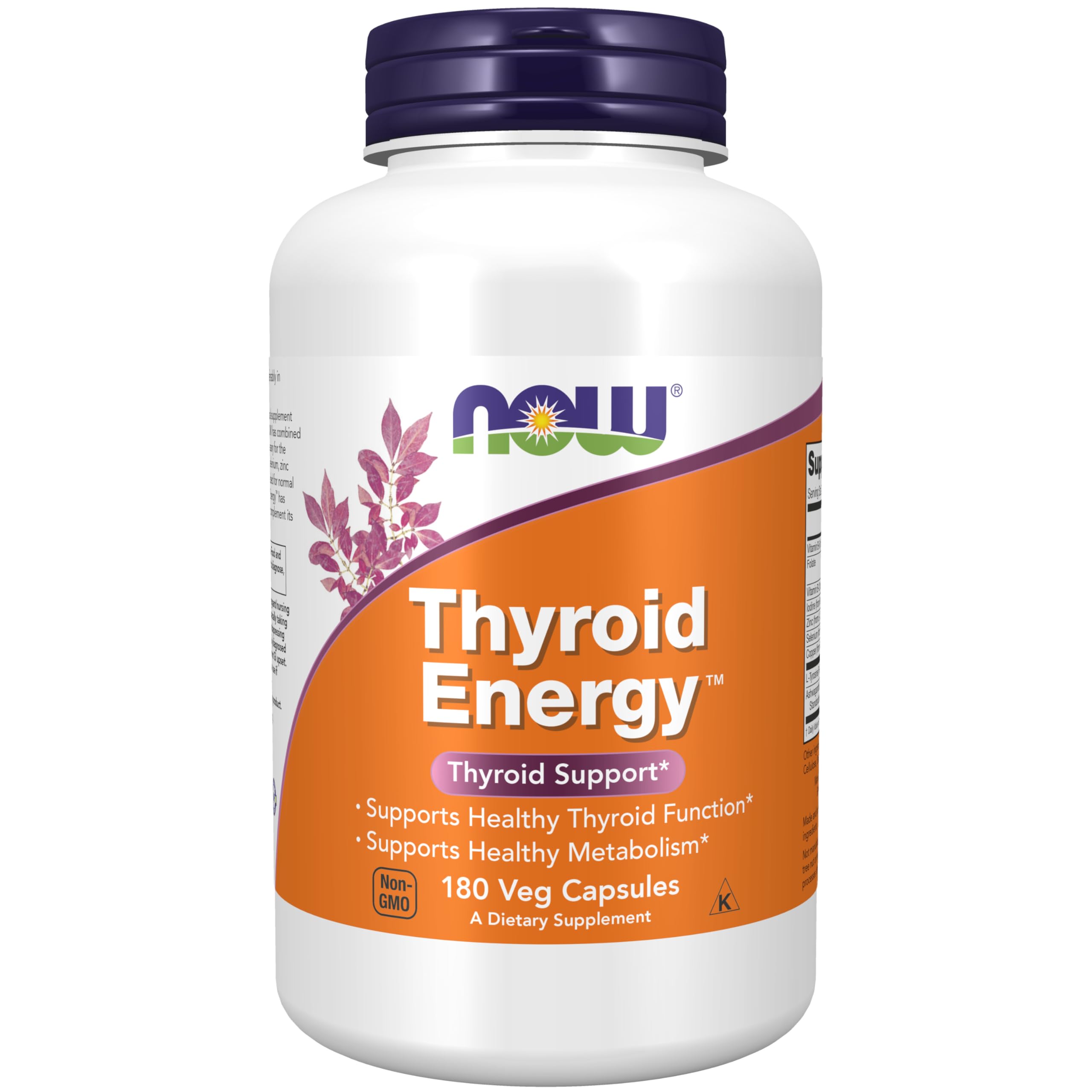 NOW Foods Thyroid Energy capsules showing iodine and tyrosine