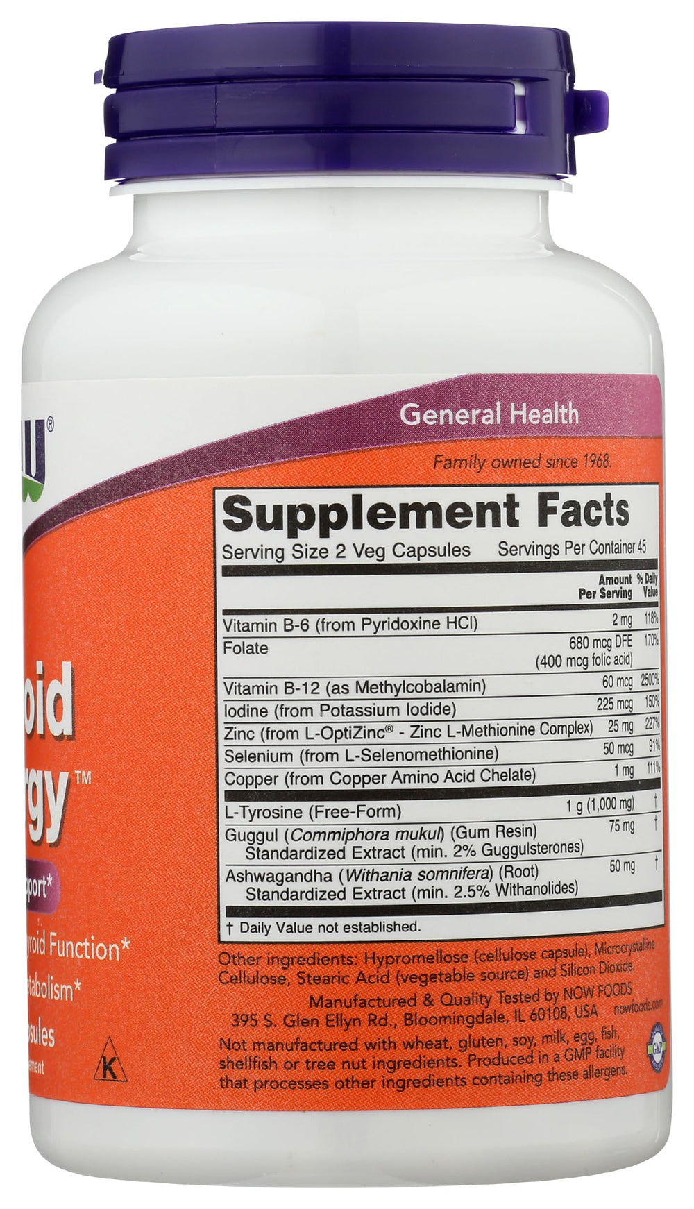 NOW Foods Thyroid Energy 90 VCaps dietary supplement image