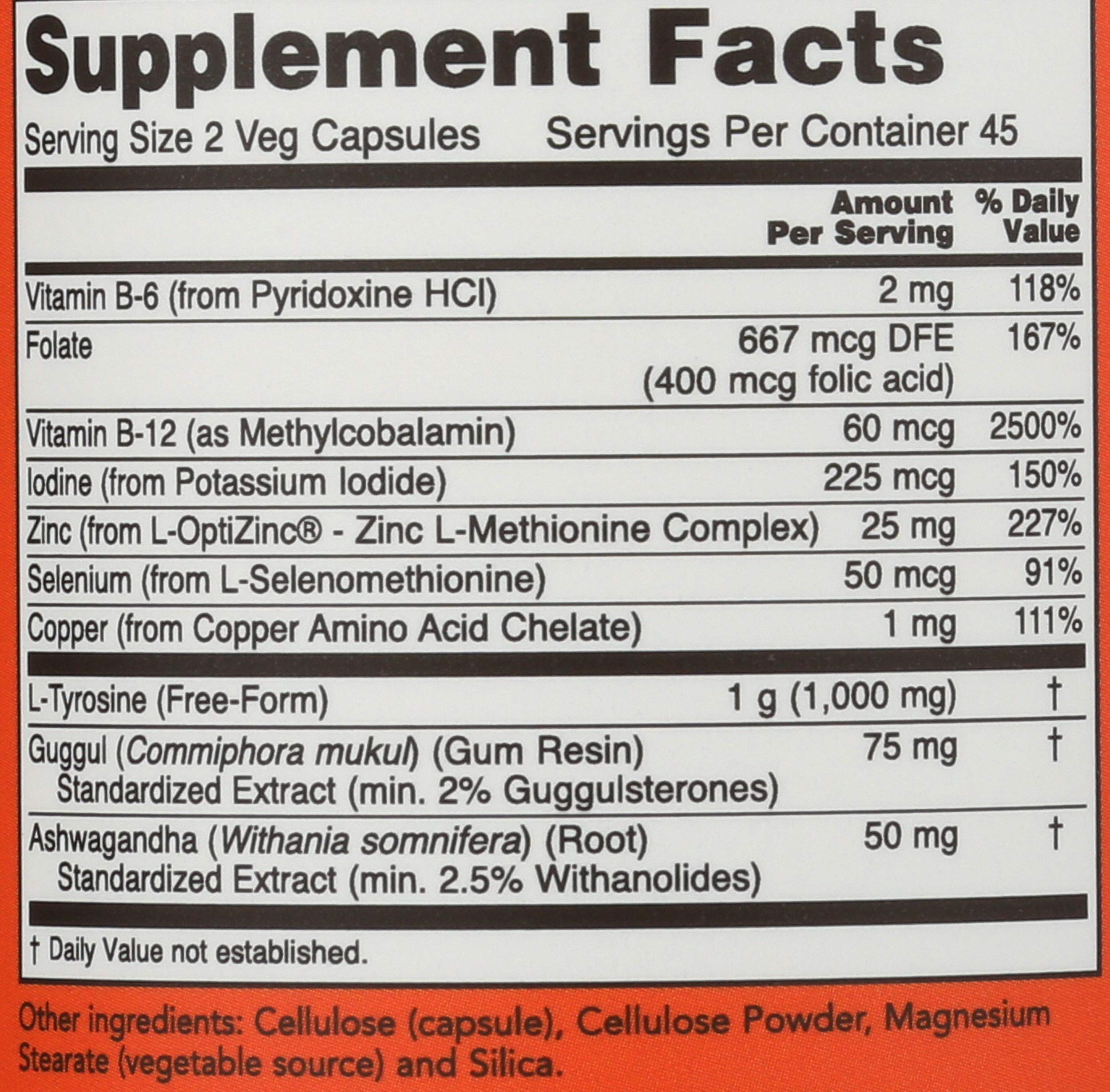 NOW Foods Thyroid Energy 90 VCaps product label