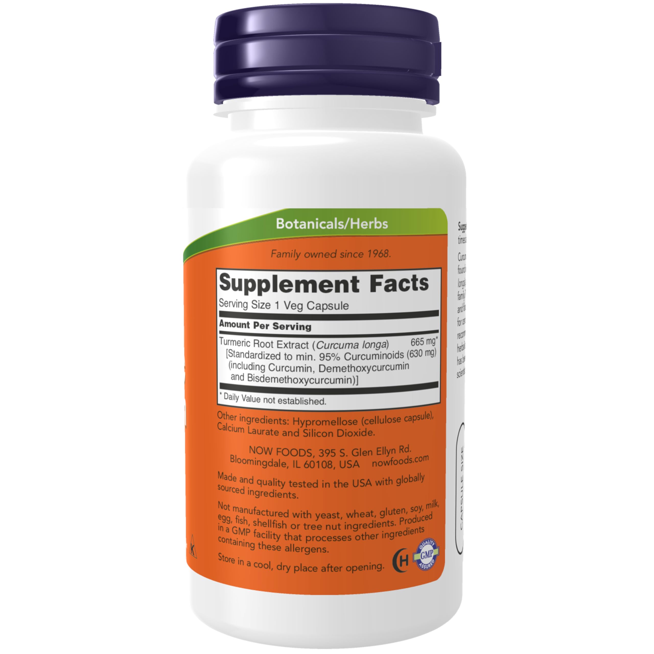 NOW Foods Turmeric Curcumin product label