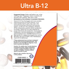 Serving directions for Now Foods Ultra B-12 liquid supplement