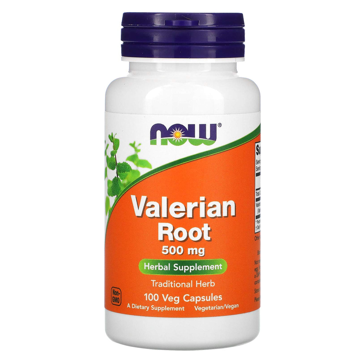 NOW Foods Valerian Root 500mg capsules bottle with label