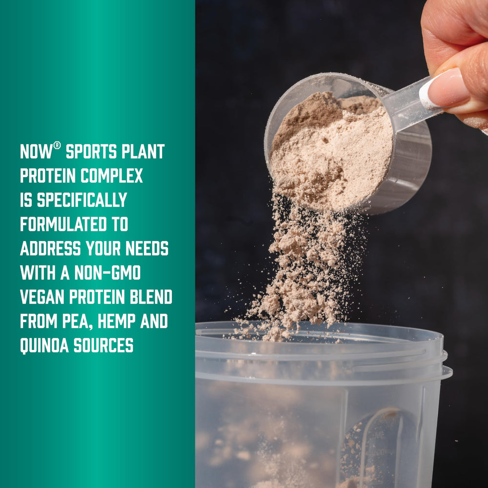 NOW Foods vegan athlete shake prep lifestyle image showcases on-the-go nutrition