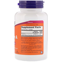 Close-up of Now Foods Vitamin A 25,000 IU softgels