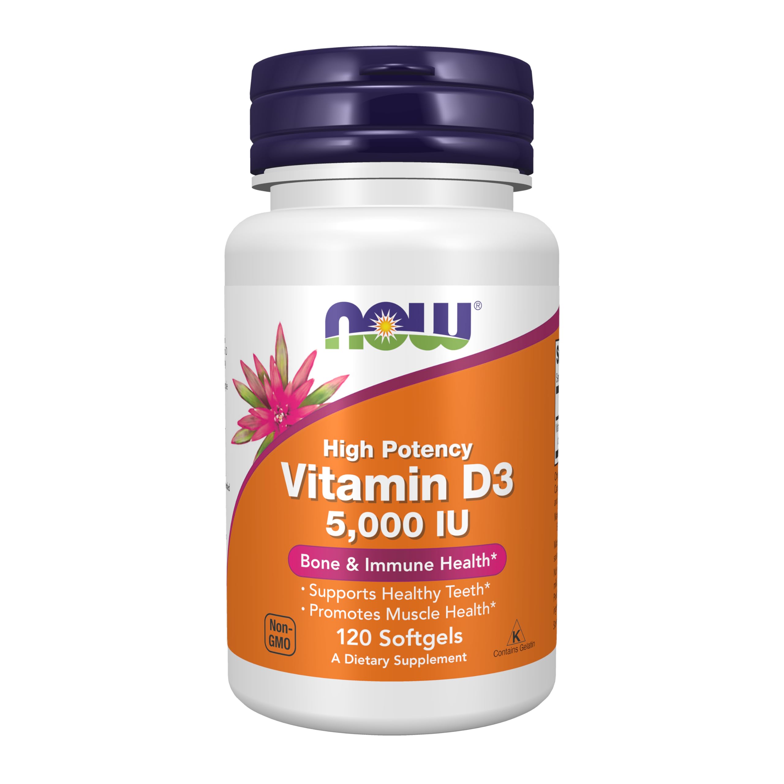 NOW Foods Vitamin D-3 5000 IU softgels bottle