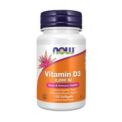 NOW Foods Vitamin D-3 2000 IU bottle and label