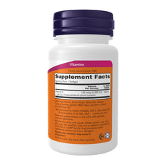 Close-up of NOW Foods Vitamin D-3 5,000 IU softgels label