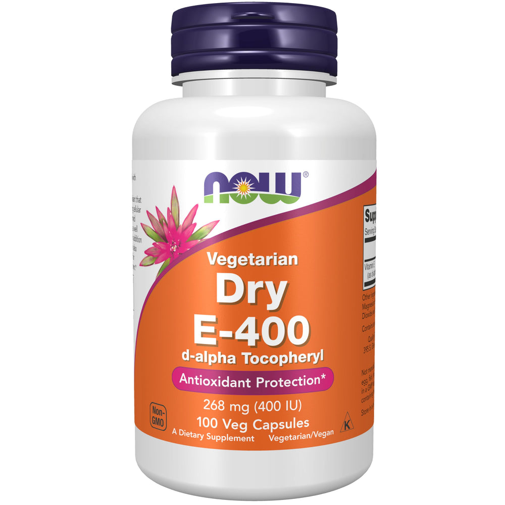 NOW Foods Vitamin E-400 IU D-alpha Tocopheryl vegetarian capsules bottle