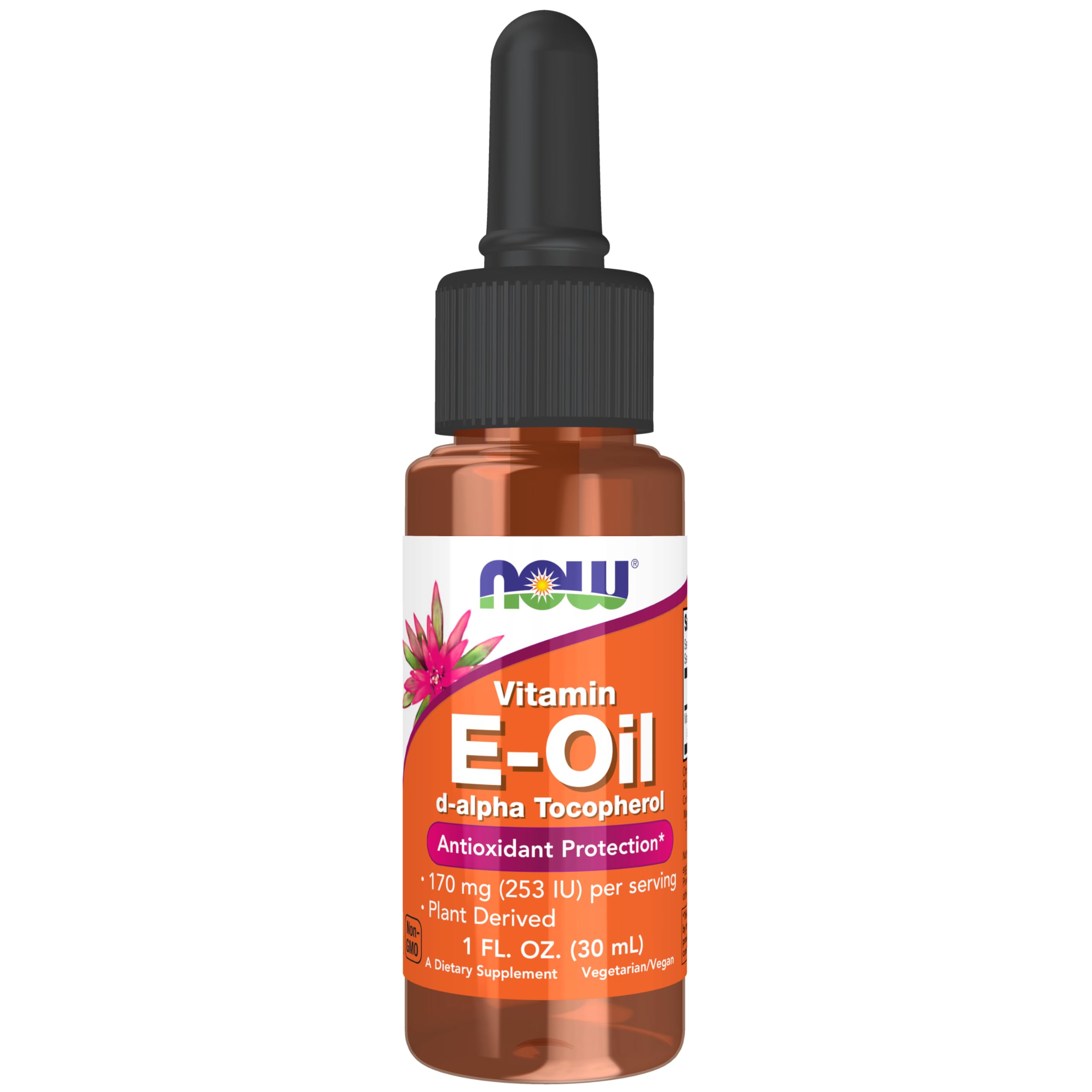 NOW Foods Vitamin E Oil Liquid bottle front label
