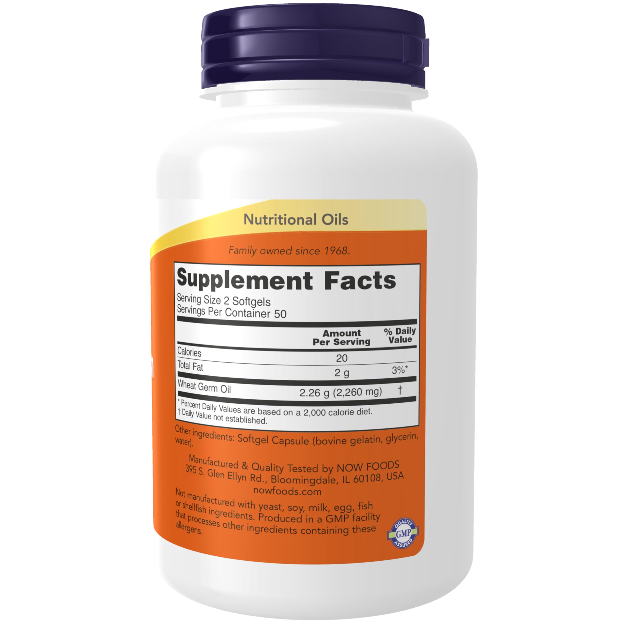 NOW Foods Wheat Germ Oil softgels close-up