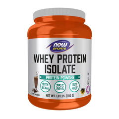 NOW Foods Whey Protein Isolate creamy chocolate powder for post-workout fueling and easy blending