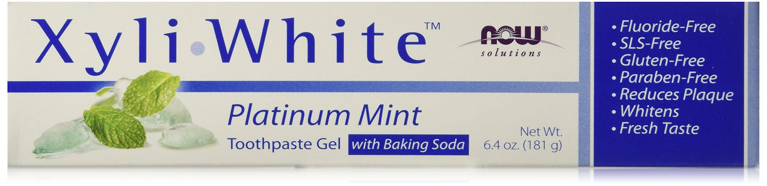 Now Foods XyliWhite Platinum Mint Baking Soda toothpaste gel, 6.4 oz (pack of 4) with fluoride-free formula