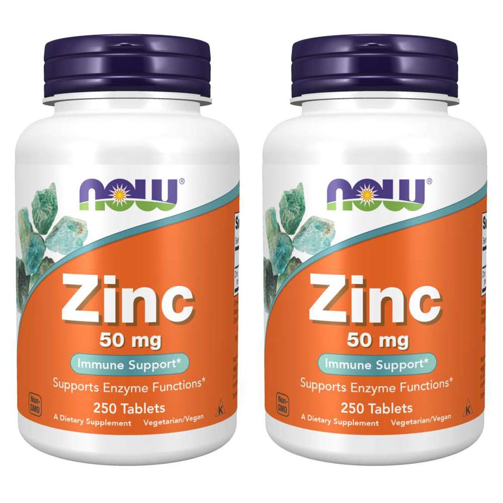 Now Foods Zinc 50 mg bottle 250 count pack of 2
