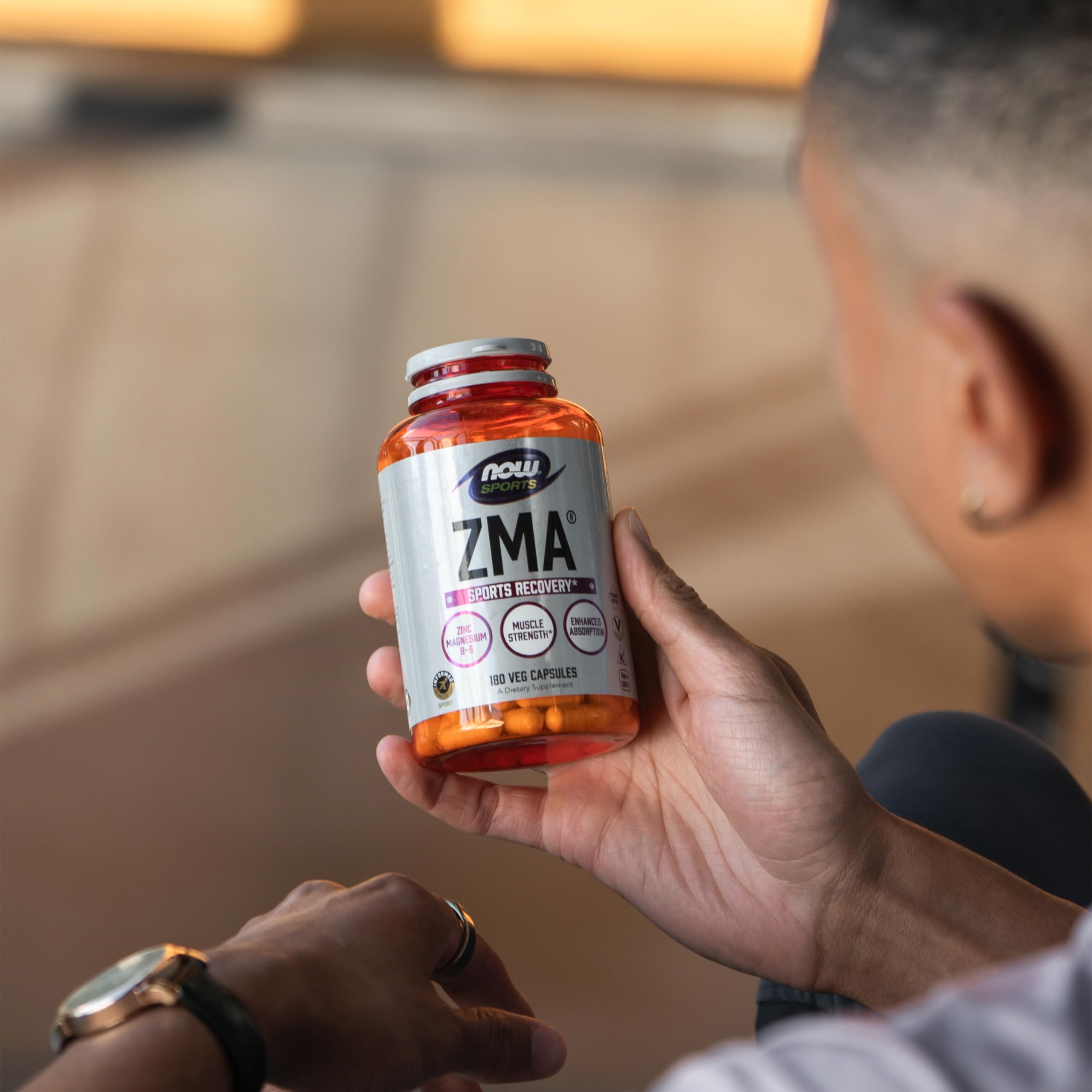 Close-up of NOW ZMA capsules