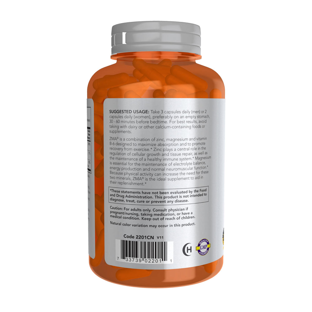 Zinc, Magnesium and Vitamin B-6 ingredients for NOW ZMA