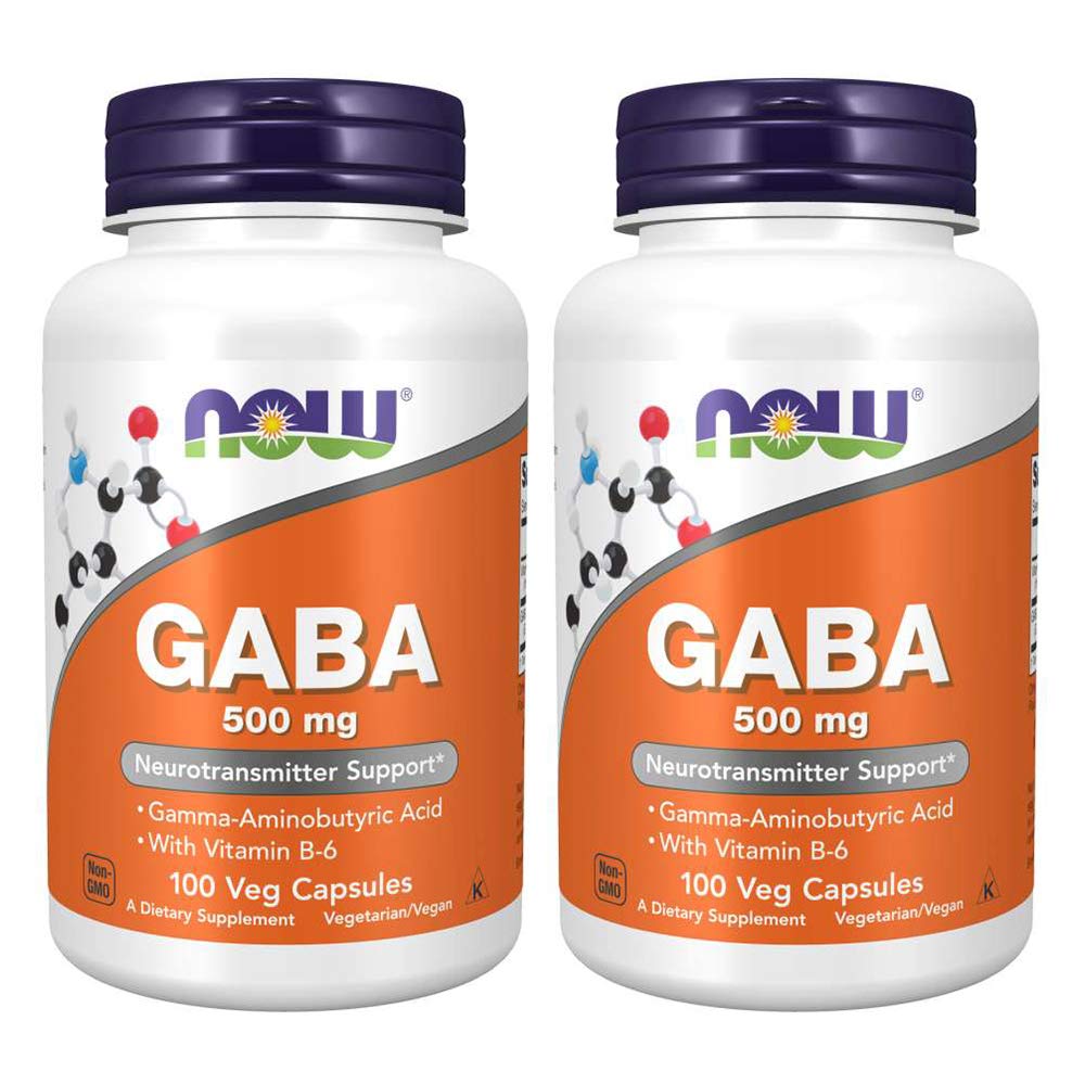 Front view of NOW Gaba 500mg bottle