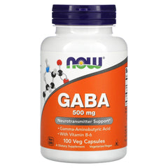NOW Gaba 500mg 100-vegetarian capsules packaging