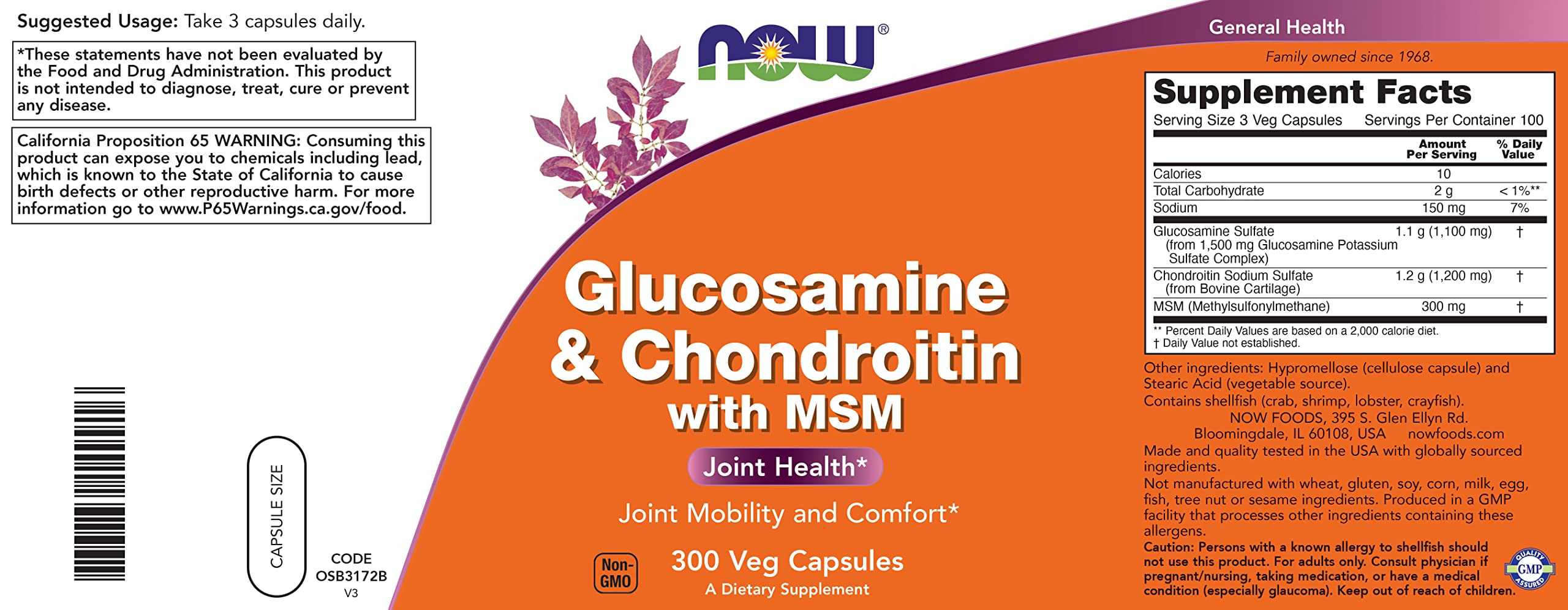 Serving size of 3 capsules per day