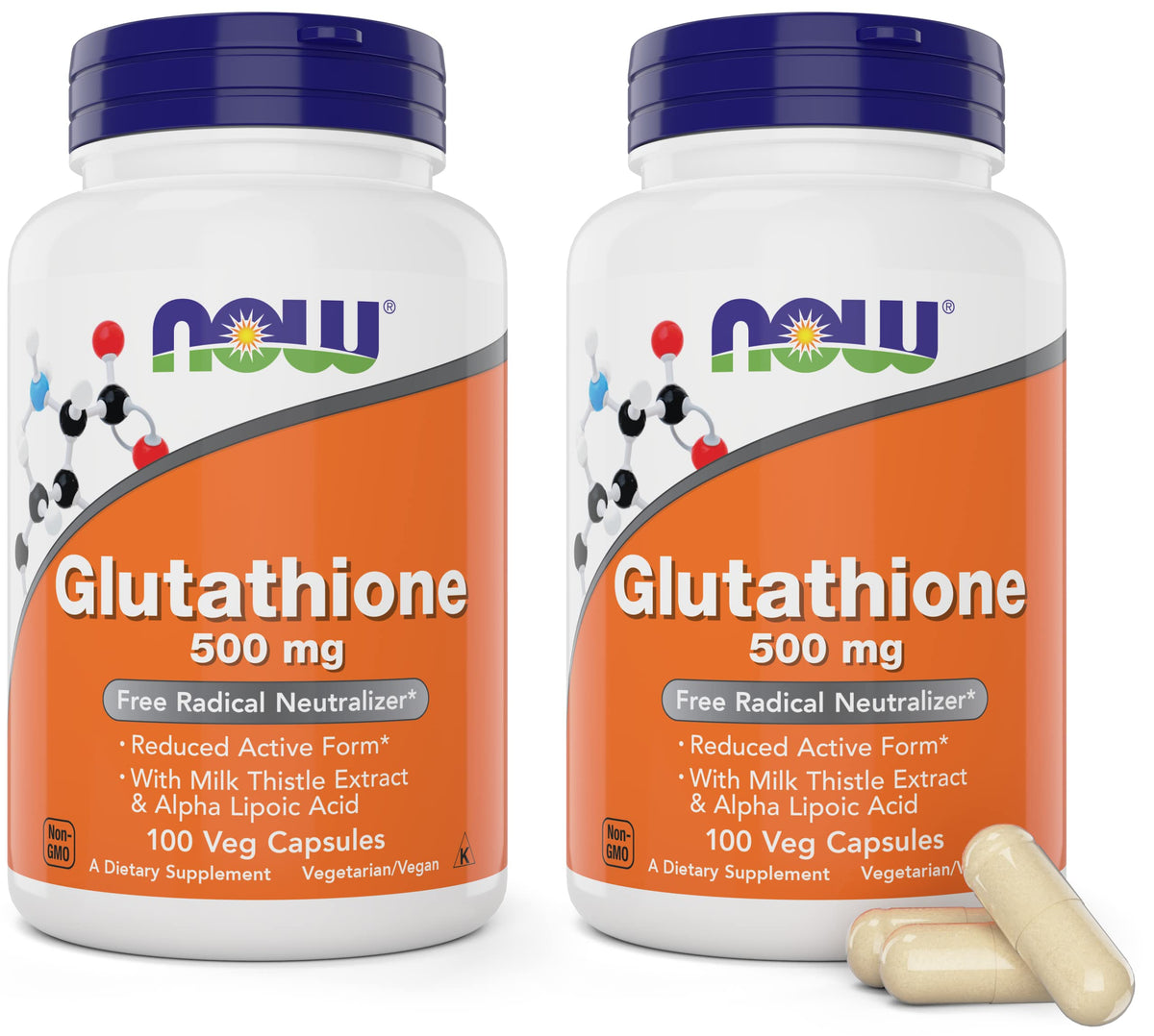 NOW Glutathione 500 mg bottle front view